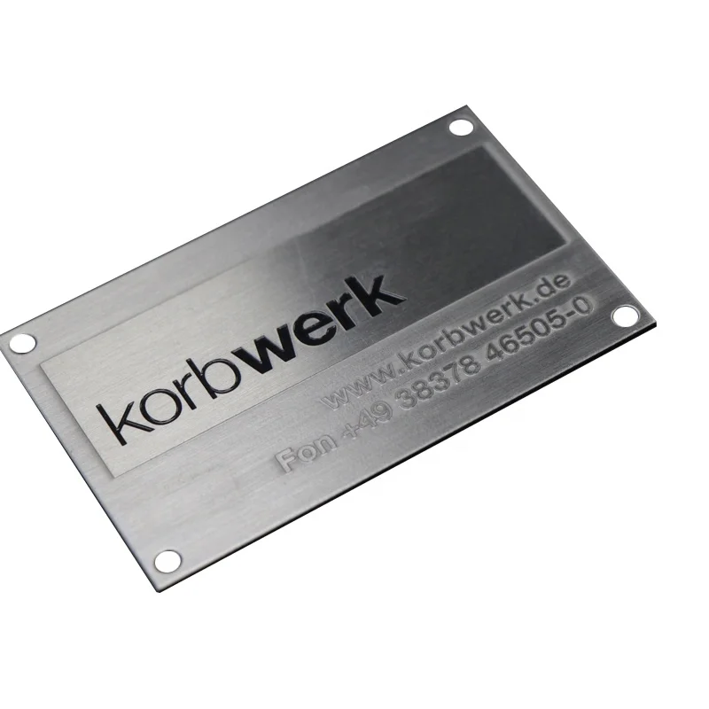 Custom brushed silver anodised metal nameplate Stainless steel plaques Alu label ss sign Engraved logo name plate Aluminium tags