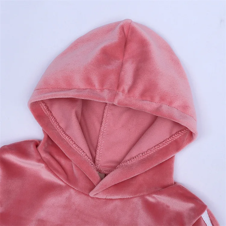 Оптовая продажа велюровые детские зимние комплекты одежды Бархатный спортивный костюм толстовка длинные штаны комплект из 2 предметов для мальчиков и девочек бега