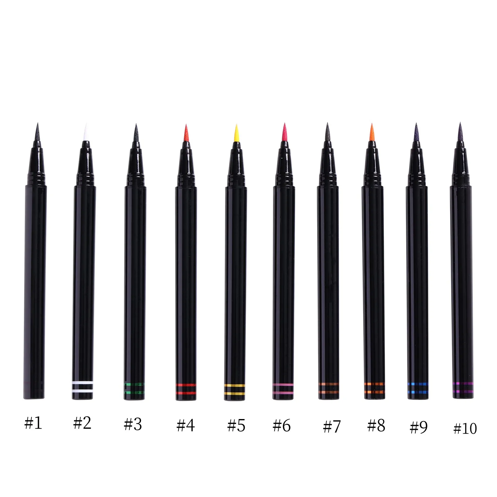Private Logo Makeup Cosmetics Red White Waterproof Long Lasting Eye Liner Pencil Matte Colorful Liquid Eyeliner Pen