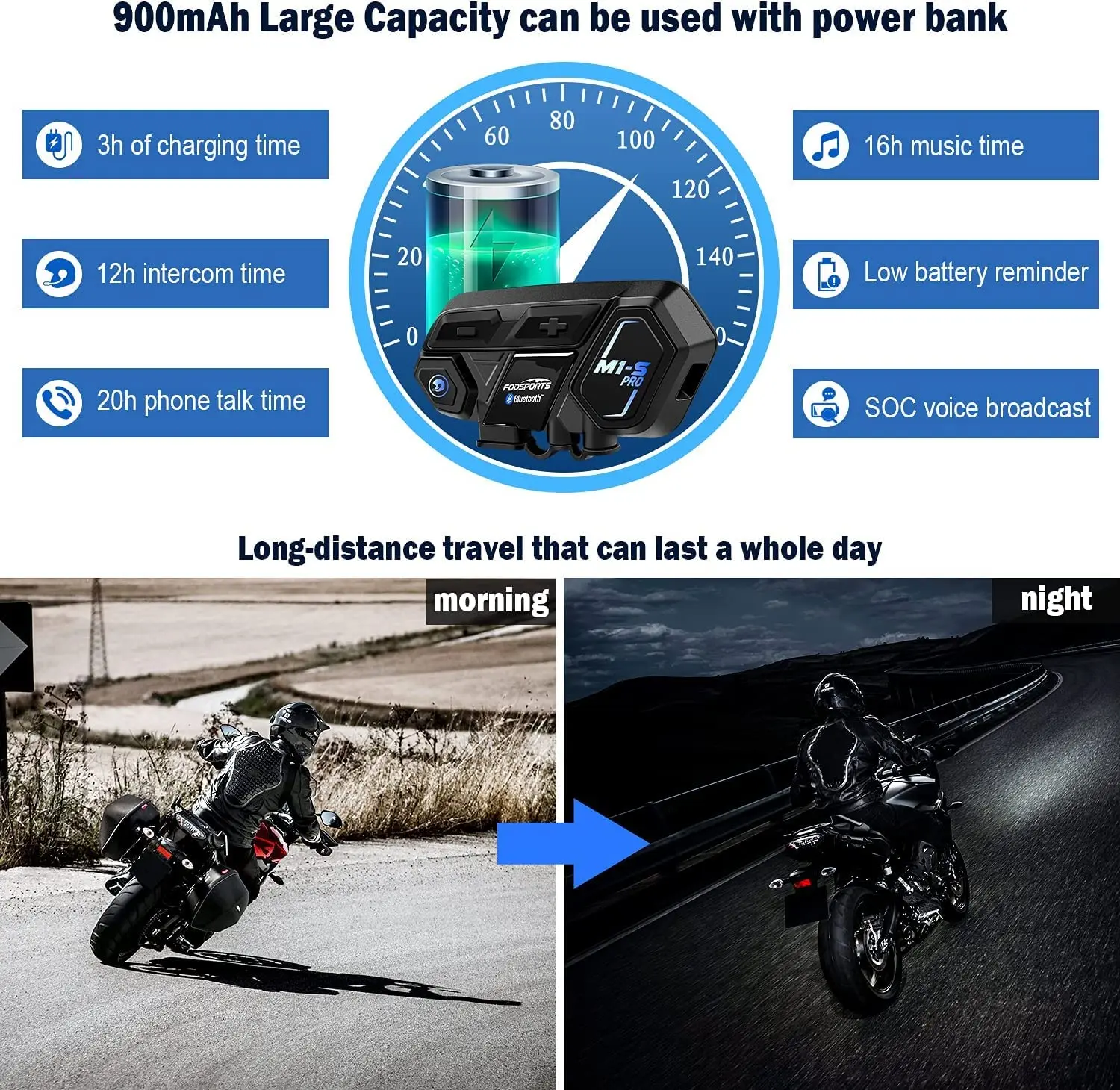 FODSPORTS M1-S PRO full duplex  earphone motorcycle radio headset audio full duplex motorbike bluetooth helmet intercom