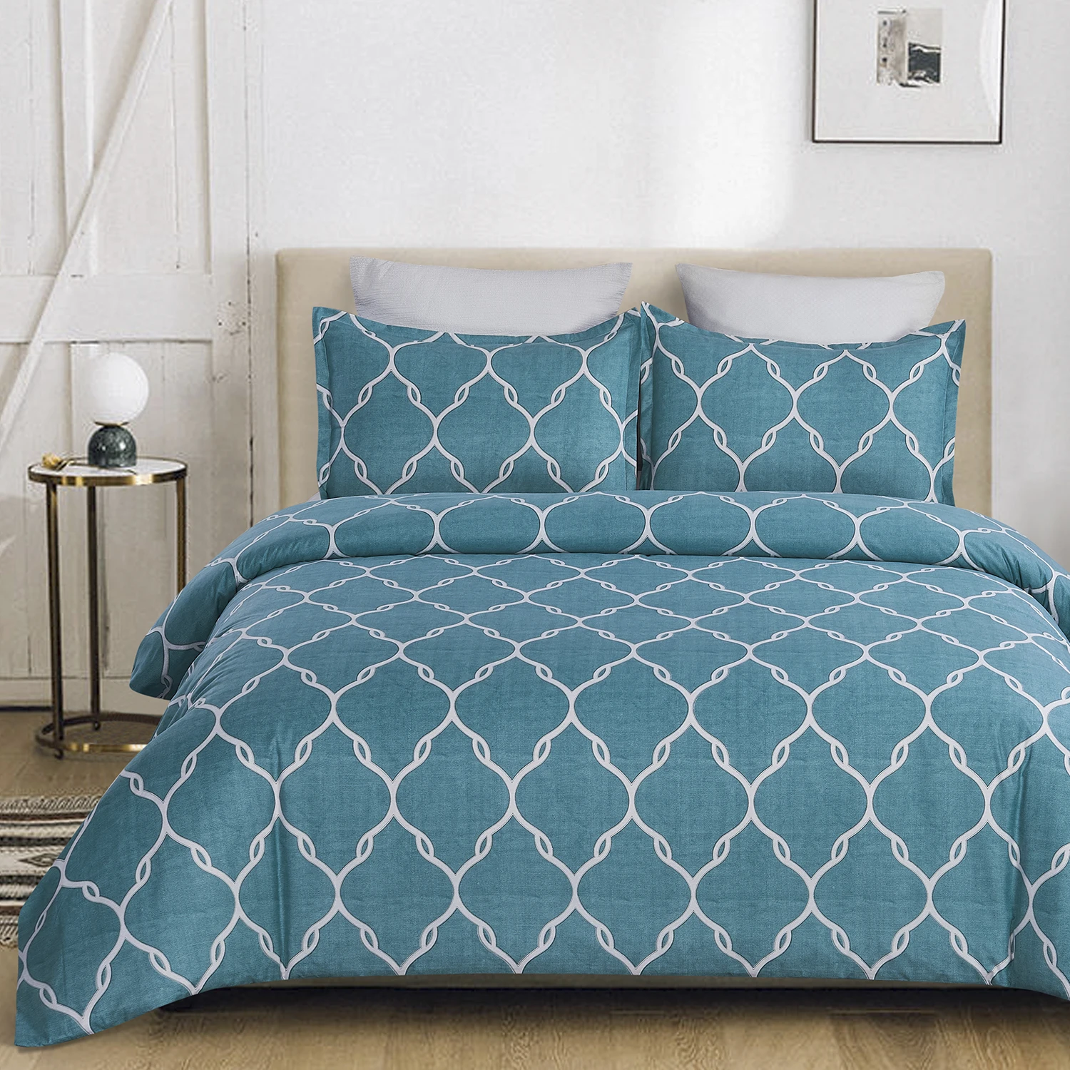 New Design Printing Grid Branding Bedding Set Hotel Comforter Sets Bedding Luxury