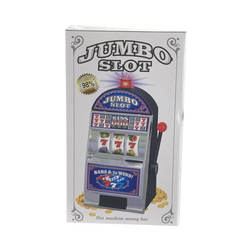 Lucky Sevens Jumbo Slot Machine Casino Toy Piggy Bank Jumping Flash Light Jackpot Sound Entertainment GLOBAL COIN COMPATIBILITY