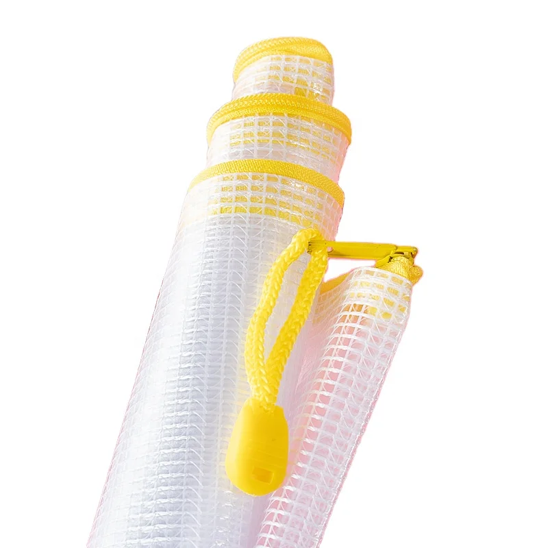 
Wholesale A4/B5/A5 Transparent Mesh Zipper Punch Document Bag Pencil Zipper Pouch 
