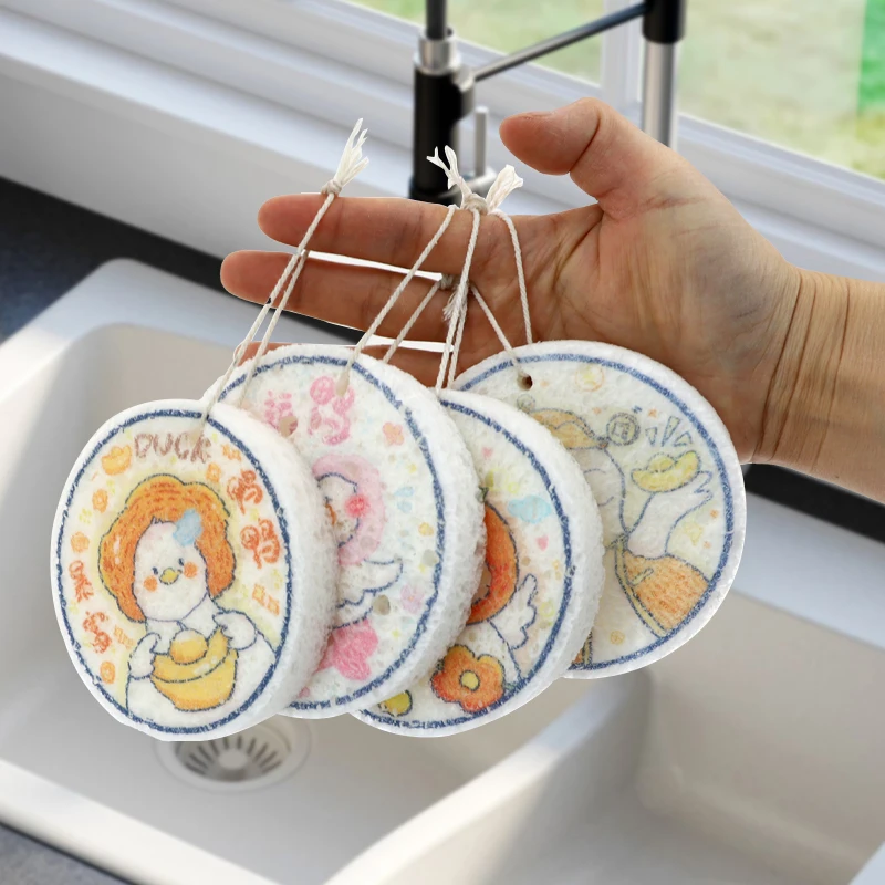 INS Creative Kitchen Dish Bowl Cleaning Sponge Brush Custom Compressed Natural Wood Pulp Cotton Cellulose Sponge