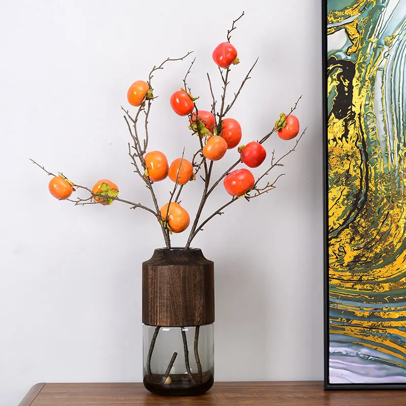 High Quality Rustic Smoked Glass Vase with Premium Wood Top for Centerpieces and Home Decor