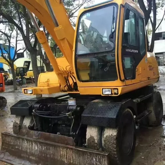 13 ton korea used hyundai 130w wheel excavator second hand small 130 excavator on wheels for sale 140w