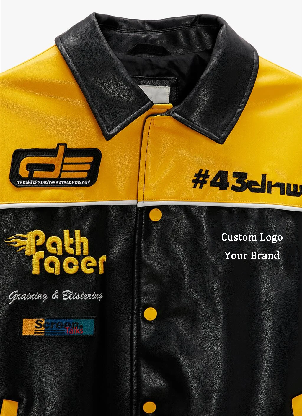 Wholesale Vintage Custom Winter Jackets Turn-Down Collar Ribbed Trim Patches Puff Print Leather Mens Varsity Jacket