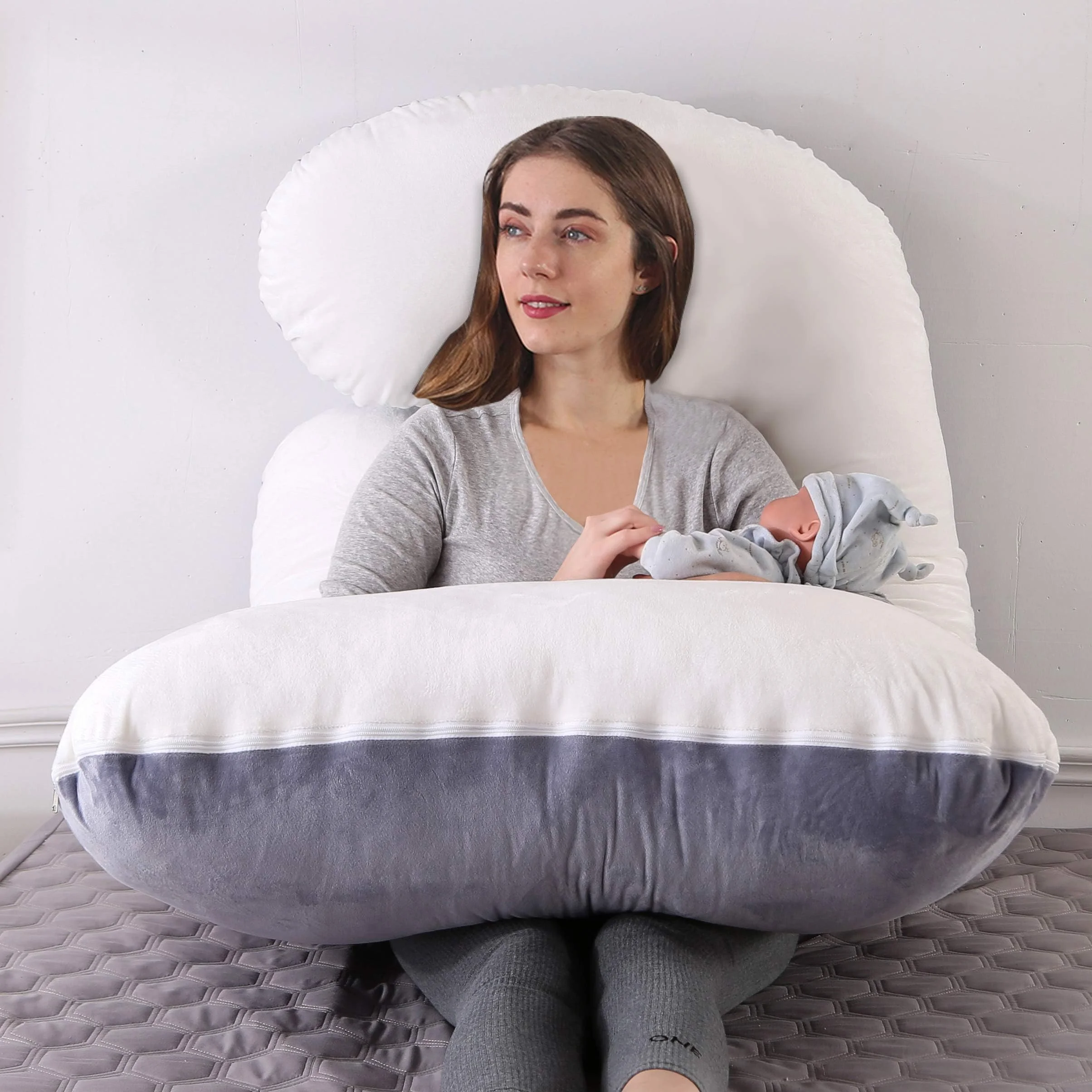 Custom Pregnancy Pillows E Shaped Full Body Wedge Pillow with Pregnancy   for Belly Support Maternity Pillow for Side Sleep