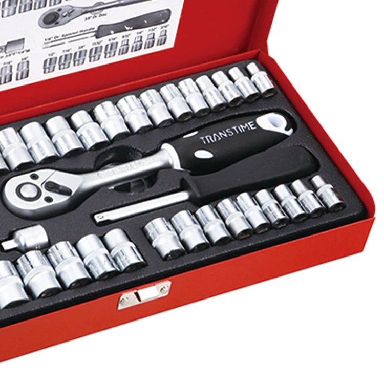 Новейший дизайн, высокое качество, 41 шт., набор хромированных насадок 1/4 и 3/8 дюйма, набор инструментов