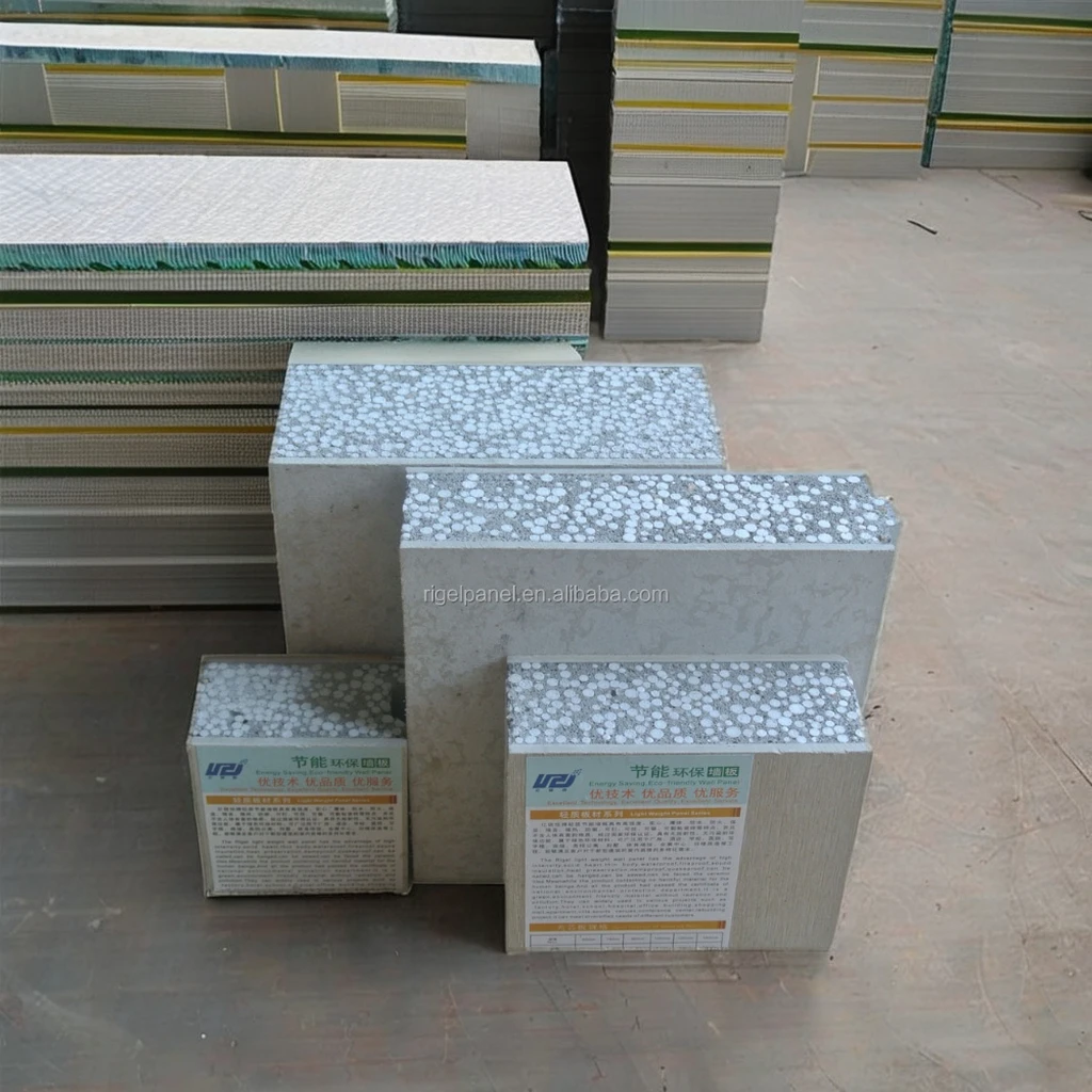 Fire-Rated Wall Roof Structural Insulated Sandwich Panels EPS Foam Core with Cement Concrete Blocks House Exterior Application