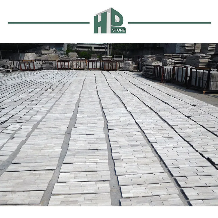 Cheap Wall Panel Natural White Wooden Marble Culture Stone for wall tiles
