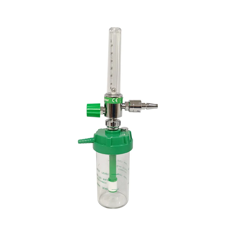 Brass material hospital oxygen flow meter with humidifier with different standard probe