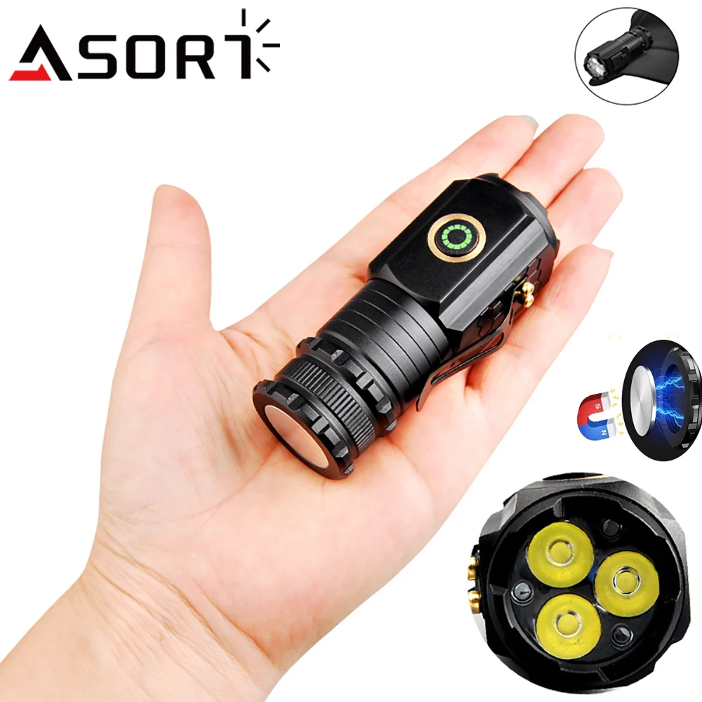 Mini 3LED 1800mm ATR  SST20 rechargeable waterproof with magnet hiking camping 18350 battery led torch flashlights