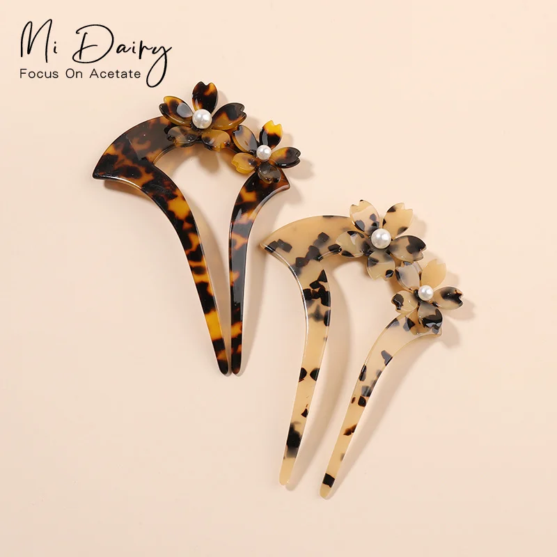 Mi Dairy Fashion Design Interpose Hair Combs Hair Pin With Pearl Flower Bridal Headdress Acetate Hair Accessories 220419