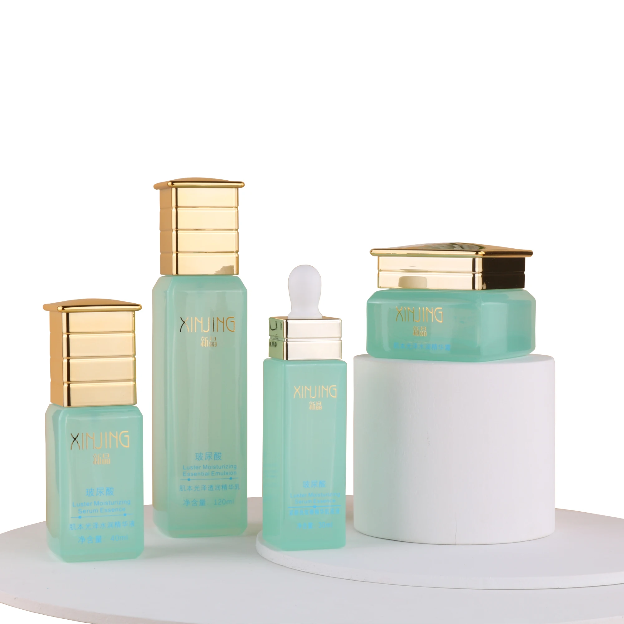 luxury quartet crown cosmetic glass bottles containers packing set for skin care toner lotion with dropper 50g 30 50 100 120ml