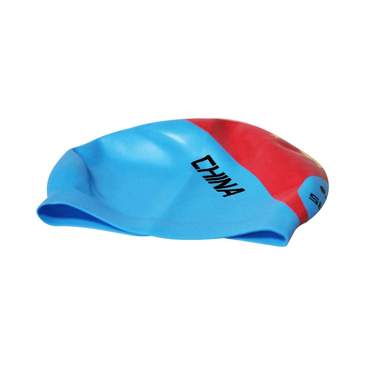 
Custom Cool Front Large Flag competition Silicone Seamless Swimming Cap 