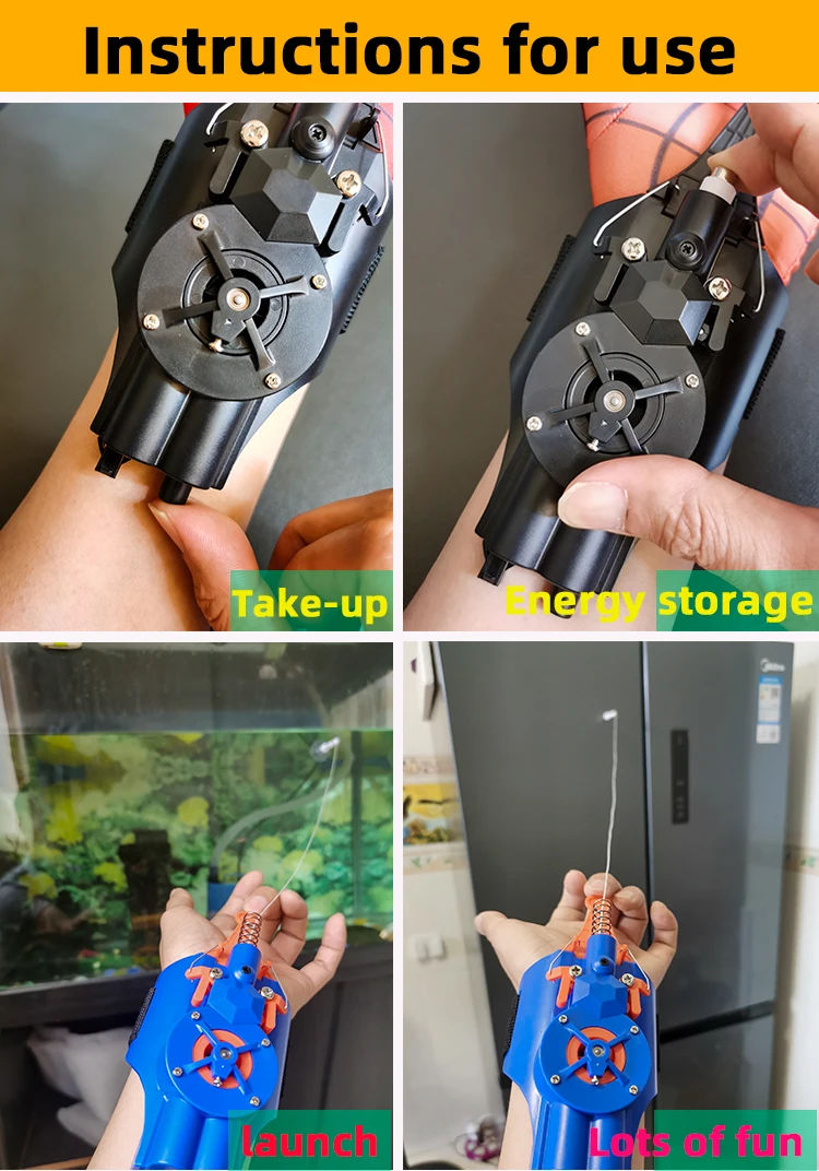 Real Rope Launcher Can Grab Small Objects USB Launcher Wrist Strap Accessory for Cosplay Spider Shooters for Kids