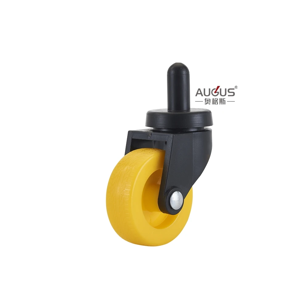 3 Inch Black PVC Yellow Core Household and Wringer Plastic Caster Wheels For Plastic Trolley Cart