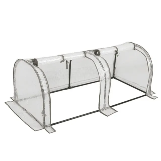 Walk-In Mini Greenhouse PVC Indoor Garden Grow Tent with Steel and Wood Frame Waterproof Shelving Plastic Shed for Patio