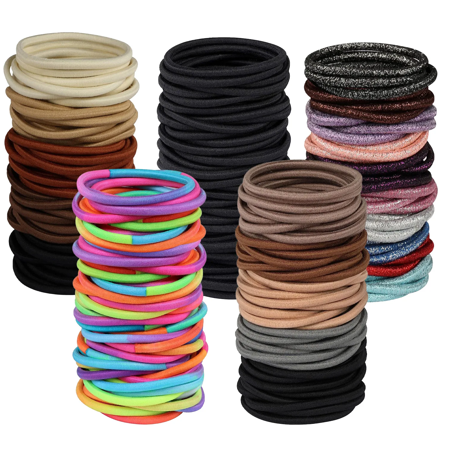 SongMay Custom no-metal colorful ropes ponytail holders rubber elastics hair ties for women kids wholesale