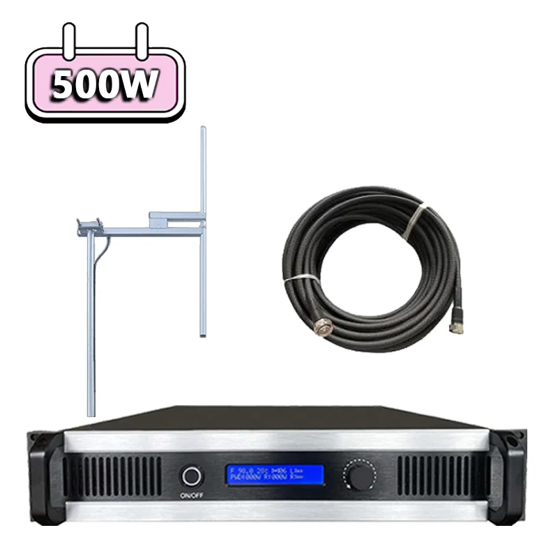 500W 500Watt FM Transmitter Radio Broadcast Equipment + FM Antenna+cable for radio station