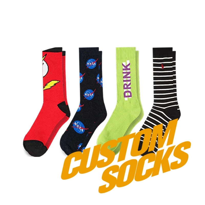 NO MOQ FREE DESIGN design your own logo socks custom design cotton crew sock custom label socks