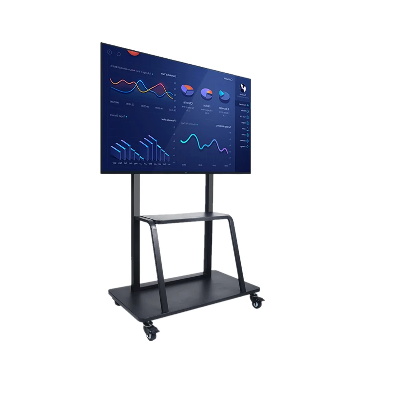 Height Adjustable TV Stand Mobile TV Lift Trolley With Wheels For Office Rolling TV Stand