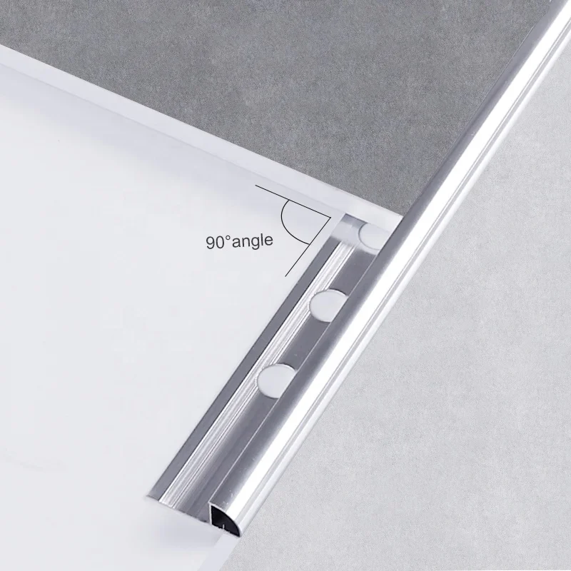 Good quality chrome surface aluminum tile edge trim round close type metal strips