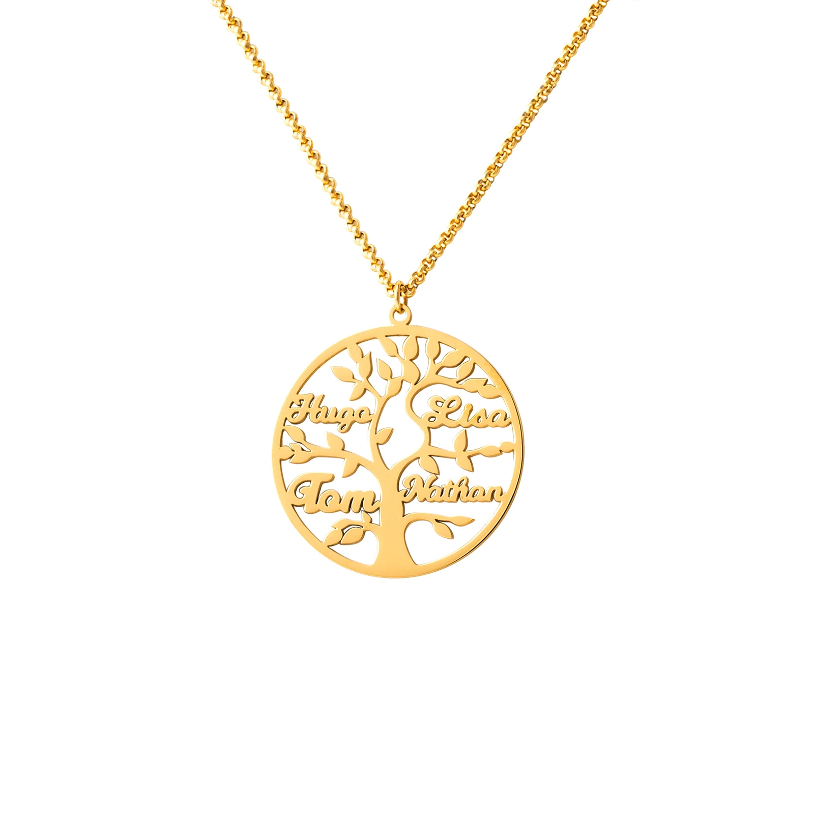 RFJEWEL Family Tree Stainless Steel Personalized Chunky Ball Necklace Chain Best Seller Products on Amazon 2023 support OEM/ODM