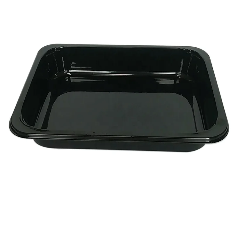 Factory direct sale black food grade thickened disposable plastic cpet food tray