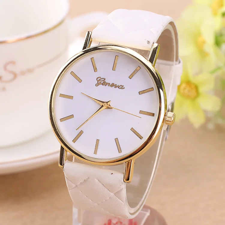 Geneva watch custom name watches PU belt lady clasp for watch wholesale