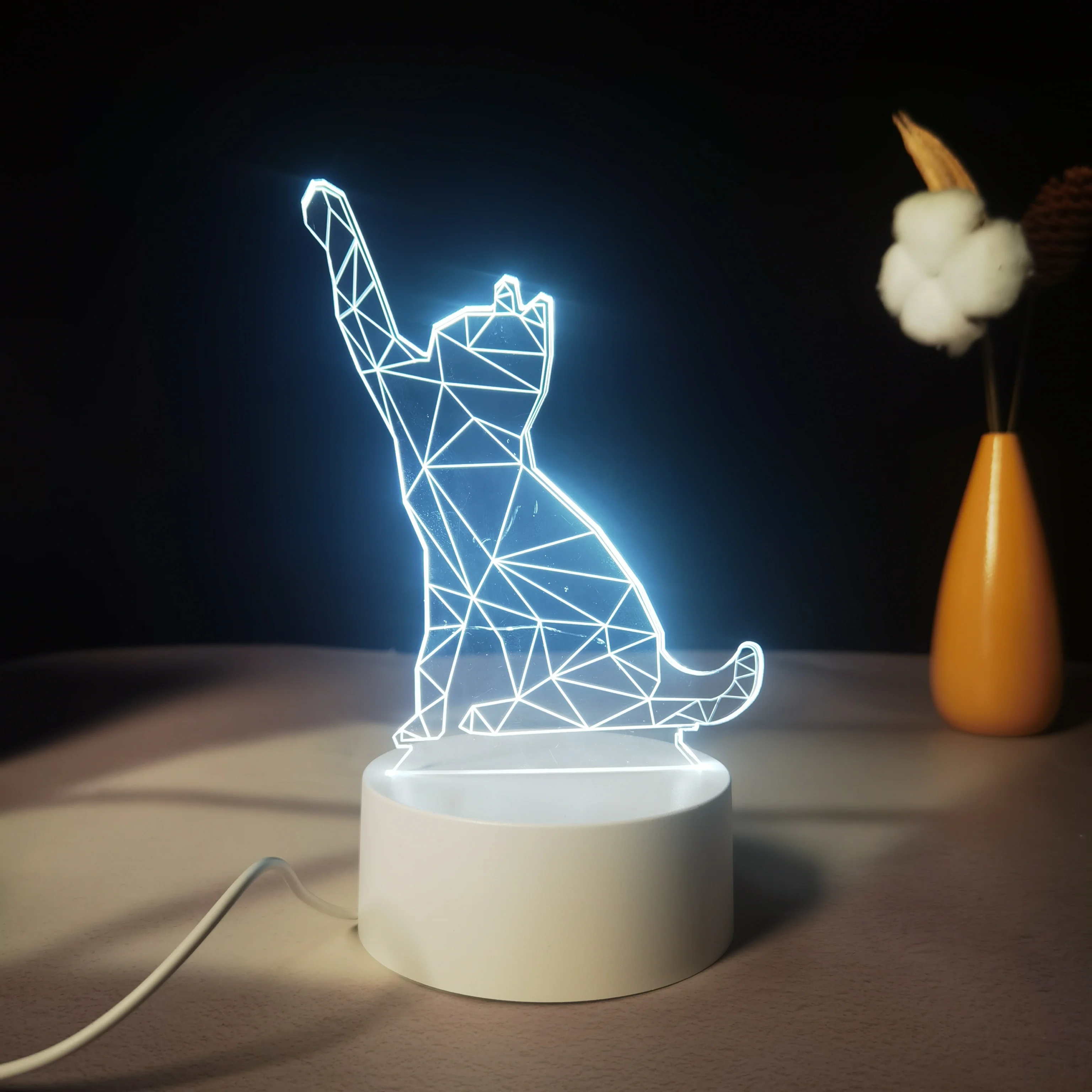2024 Acrylic Abs Lamp Bedroom Smart Home Lights 3D Illusion Night Lamps RGB Animal Cute Cat Deer LED light Touch Remote Control