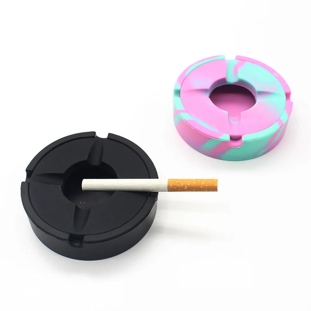 Custom Shaped Portable Silicone Ashtray with Lid Creative Home Living Room Office Fly-Proof Tray High Appearance Level