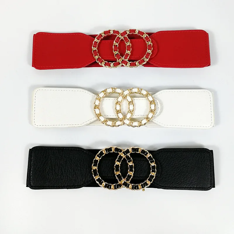 Women Dress Coat Sweater Double Ring Lychee Pattern Vegan Leather Corset Belt Ladies