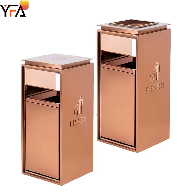 Large hotel lobby stainless steel trash can,2 compartment classification Storage buckets,with slide rail,galvanized inner barrel