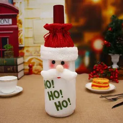 Christmas Decorations Home Decor Drawstring Santa Sack Noel Cute Reindeer Snowman Flannelette Wine Bottle Cover for Christmas