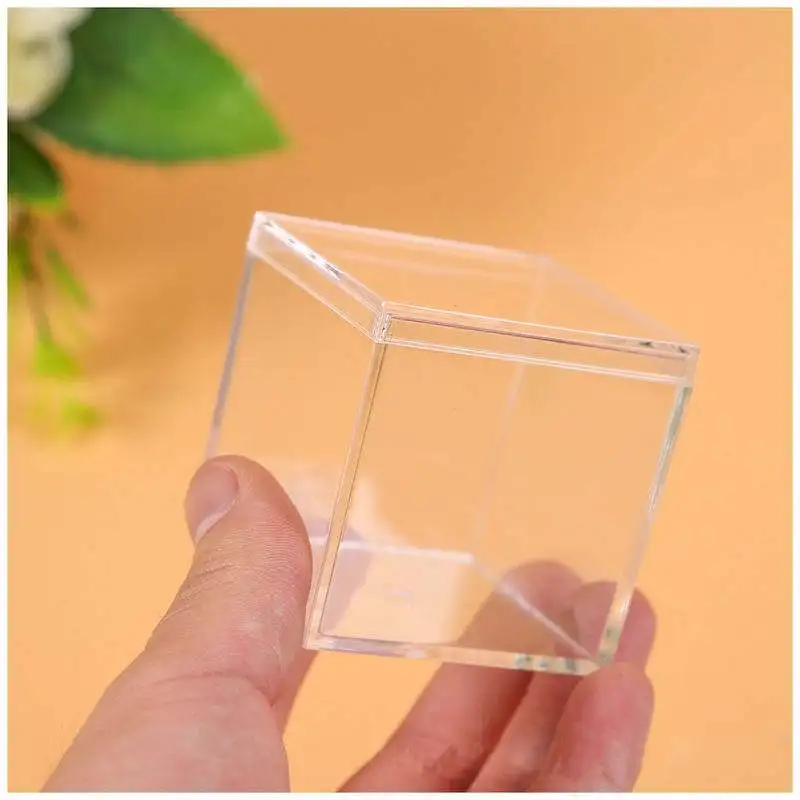 Hot sale Plastic Small Food Grade Candy Box Clear Acrylic Cube Wedding Sugar Favor Box 2x2x2 inch