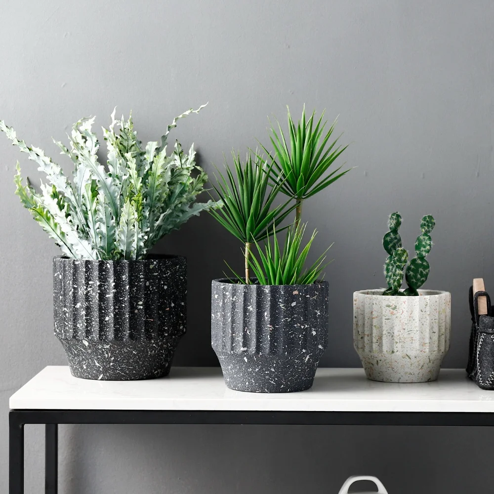 Custom Geometric Design Matte Frosted Concrete Cement Plant Planter Pothos Flower Succulent Cactus Pots