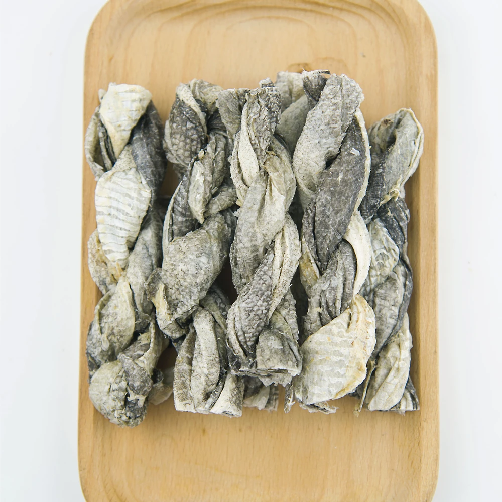 Dried food sea best price dried fish skin/ dried salmon fish skin dog treats dog snack pet food