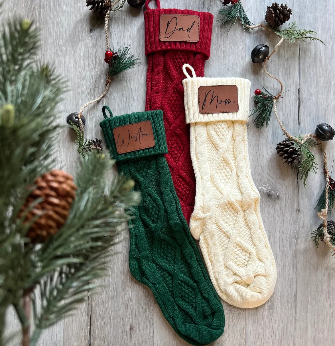 Personalized Christmas Name Knit Stockings Christmas Xmas Hanging Decoration Child Candy Bag Gift Bag