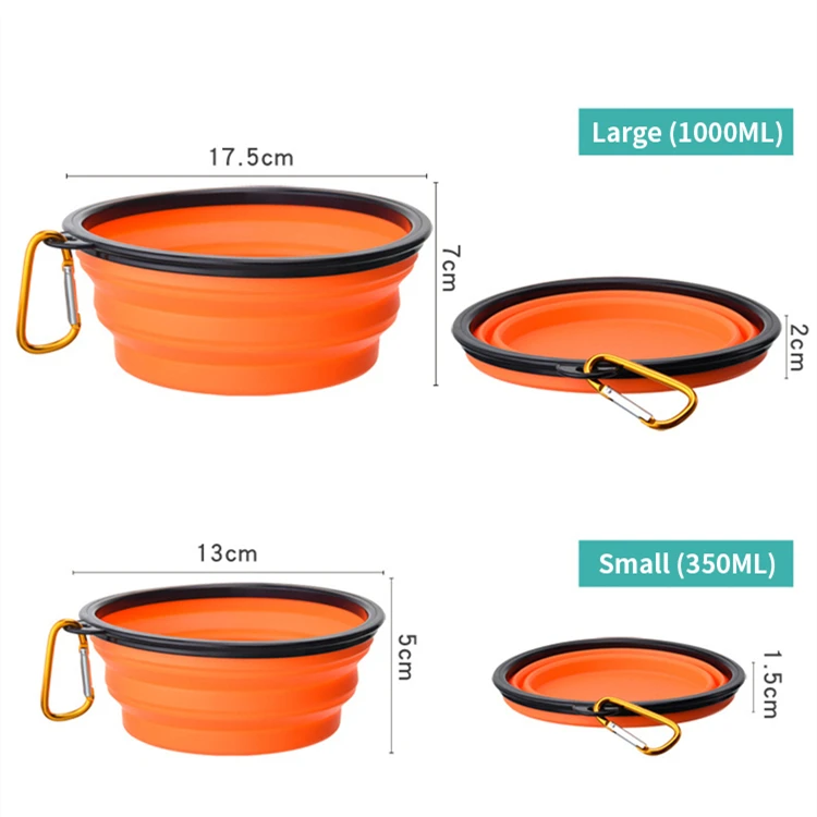 2022 Hot Sale Collapsible Portable Dog Water Bowl Foldable Storage Silicone Indoor Outdoor Dog Travel Bowl