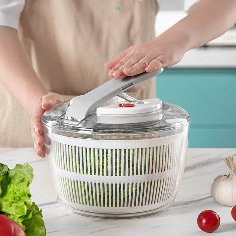 3 In 1 Progressive Salad Spinner Kitchen Manual Vegetable Fruit Washing Basket Household Hand Pressing Vegetable Dehydrator