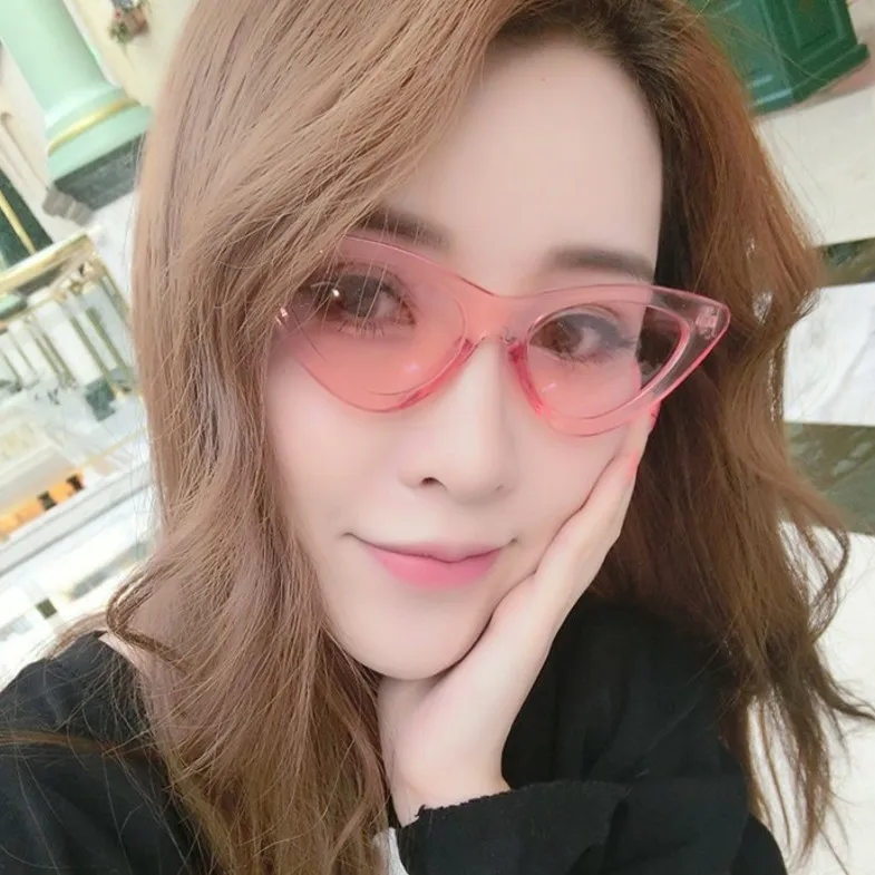 Fashion Triangle Shaped Cat Eye Sun Glasses Transparent Ocean Lens Colorful Cateye Sunglasses 2022