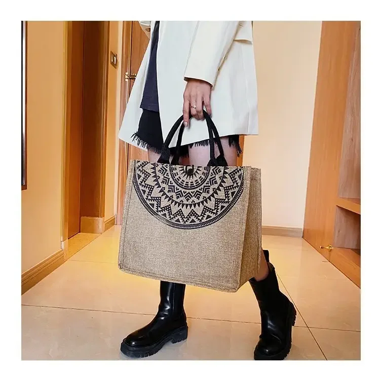 High Quality Wholesale Reusable Travel Custom Printed Handle Shopping Tote Jute Bag