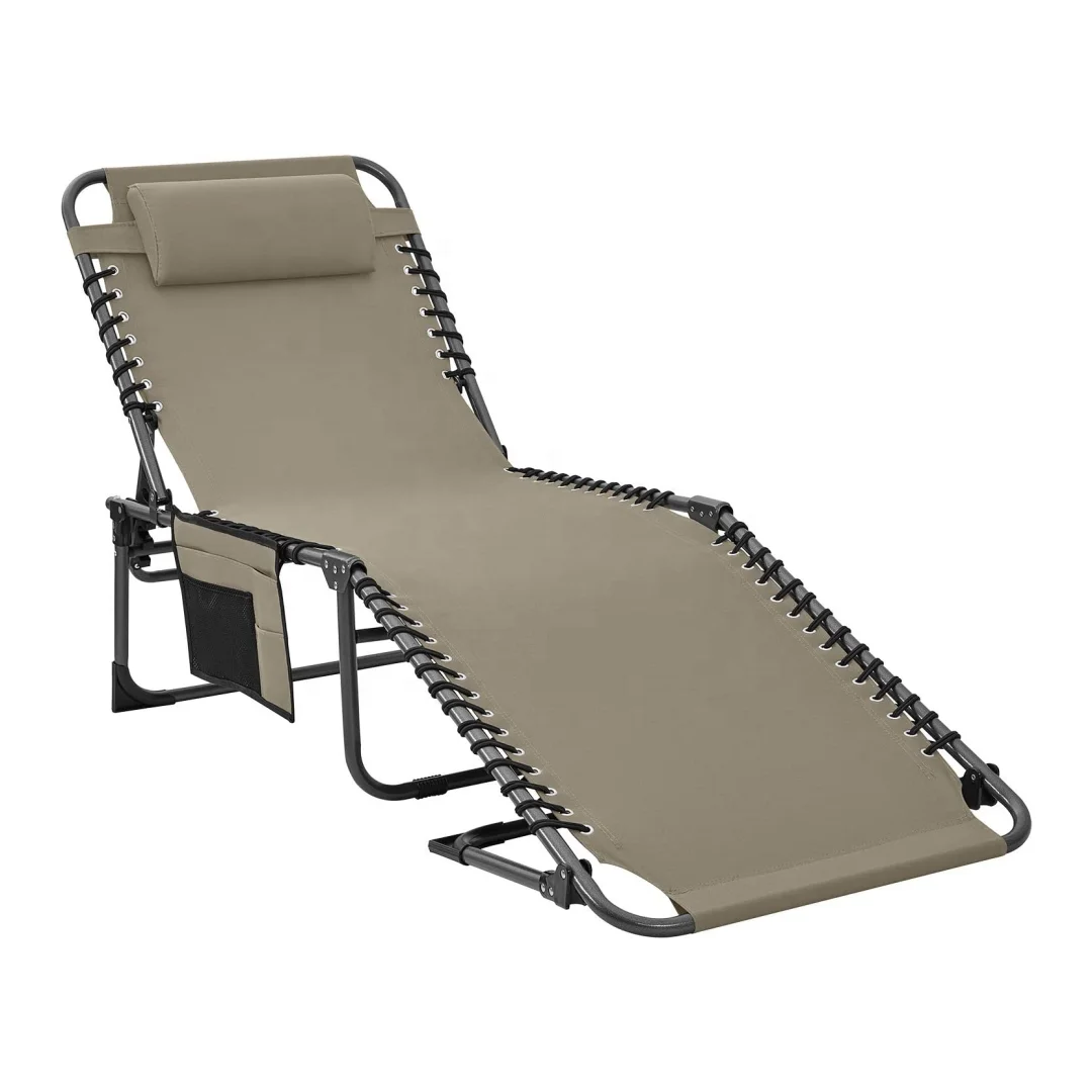 Outdoor picnic Portable steel aluminum patent steel comfortable folding bed camping bed Beach chair sun lounge