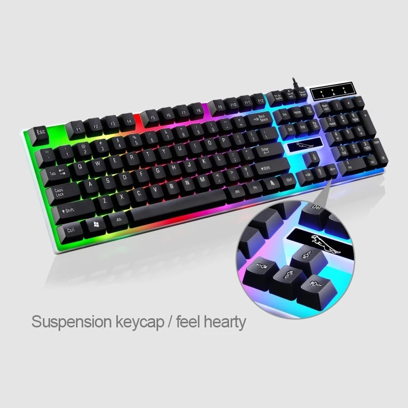 Прямая поставка оптовая продажа механическая клавиатура RGB светодиодная Проводная Подсветка USB цветная игровая с 104