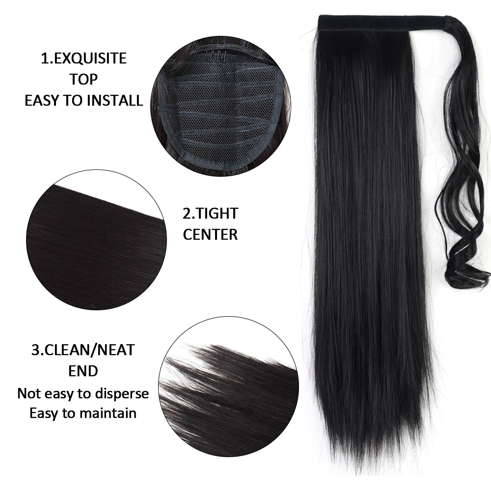 Прямые и кудрявые длинные волнистые карманные накладные волосы для конского хвоста на клипсе синтетические волосы для наращивания конский хвост для наращивания волос