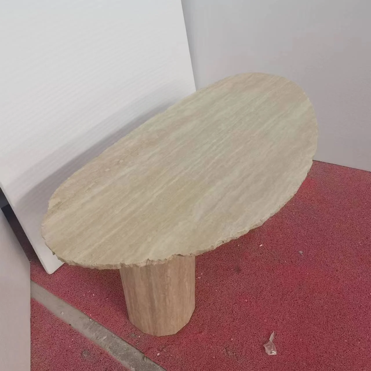 custom design natural edge oval irregular shape coffee table travertine ripple table