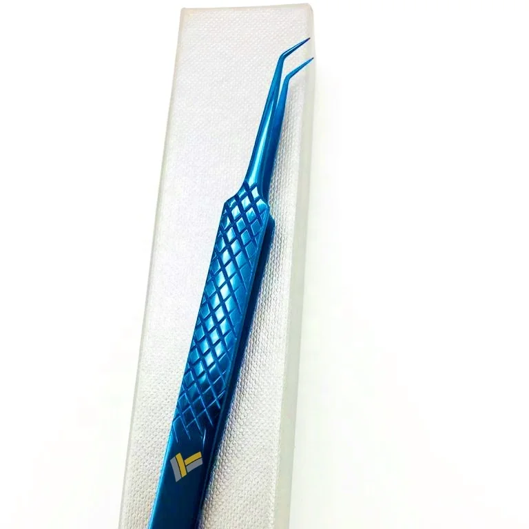  Королевский синий для плазменной резки русский объем пинцет с или без сжатия диаманта из нержавеющей стали частная марка Наращивание ресниц Пинцет