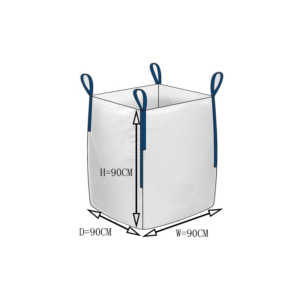 
China plastic PP FIBC big recycle jumbo bag 500kg 1000kg 1500kg 2000kg portable flour pp woven bag 